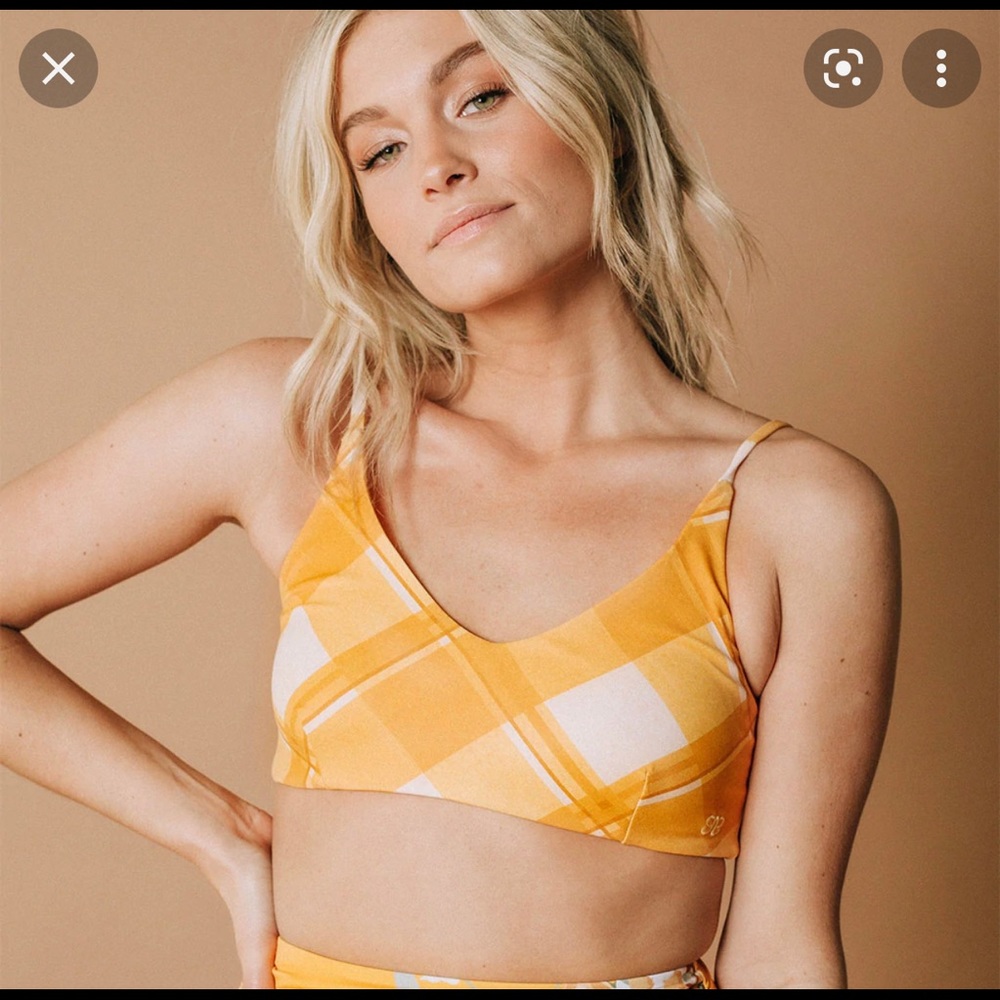 NWOT butterscotch plaid swim bralette top from Albion fit
